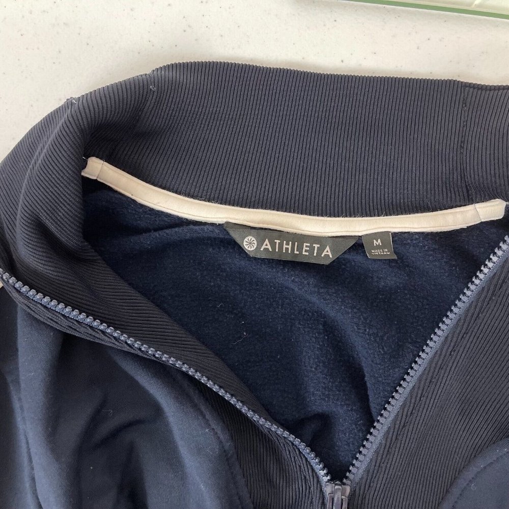Athleta Crosstown Track Sweatshirt Dress Quarter Zip Blue Womens Size M - Picture 5 of 5